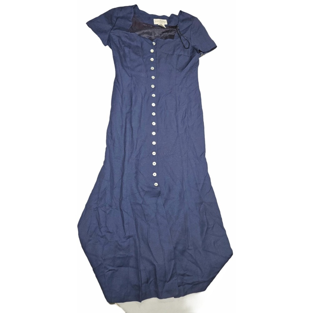 Vintage Evan-Picone Dress Womens 8 Navy Blue Rayon Maxidress New With Tags 90s
